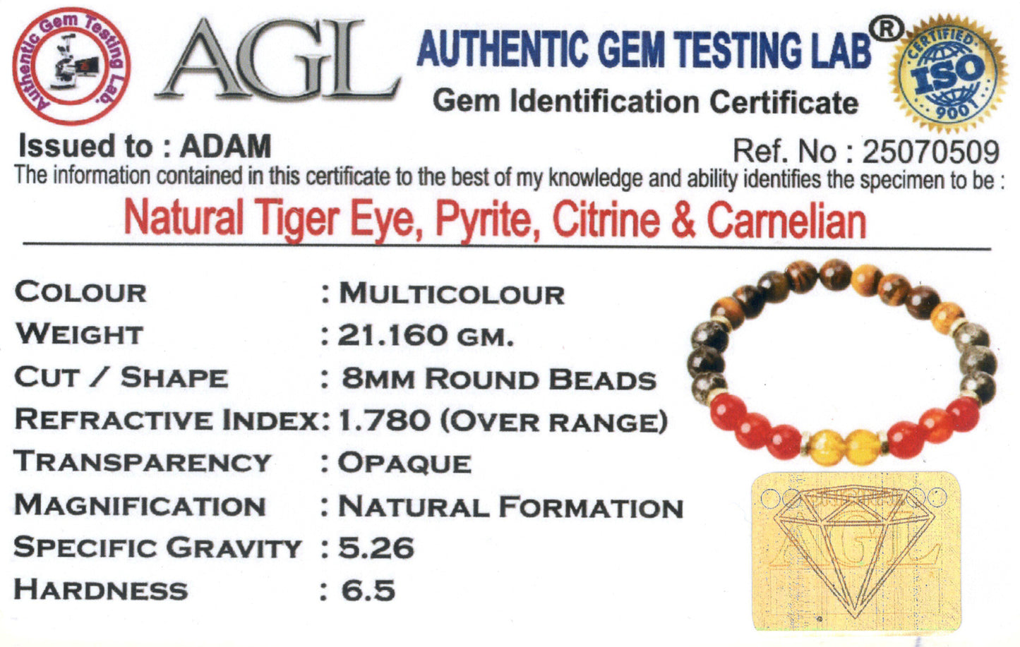 Wealth Bracelet - Tiger Eye, Pyrite, Citrine & Carnelian Natural Stone