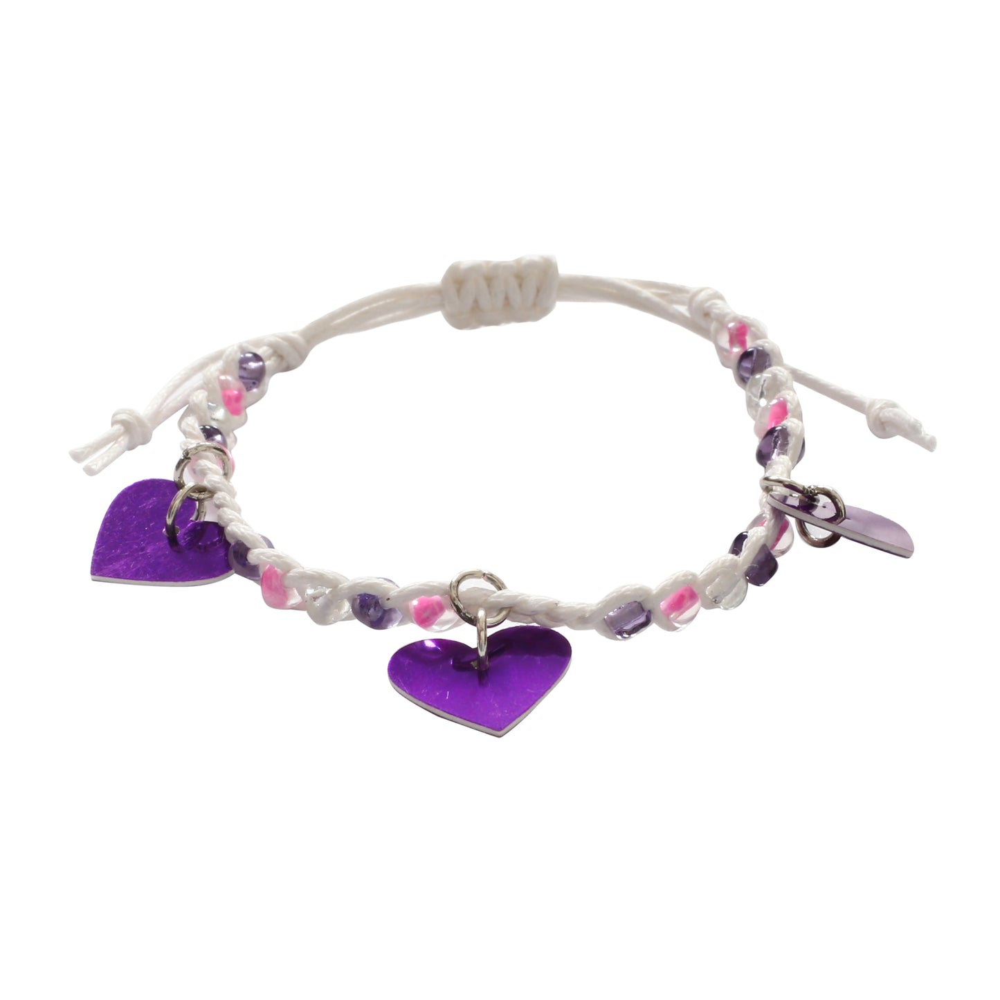 Adjustable Beaded Bracelet with Heart Charms