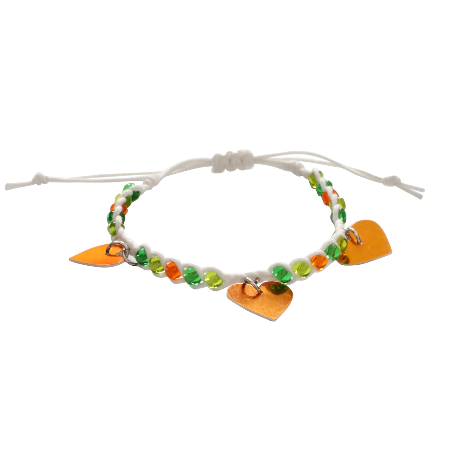 Adjustable Beaded Bracelet with Heart Charms