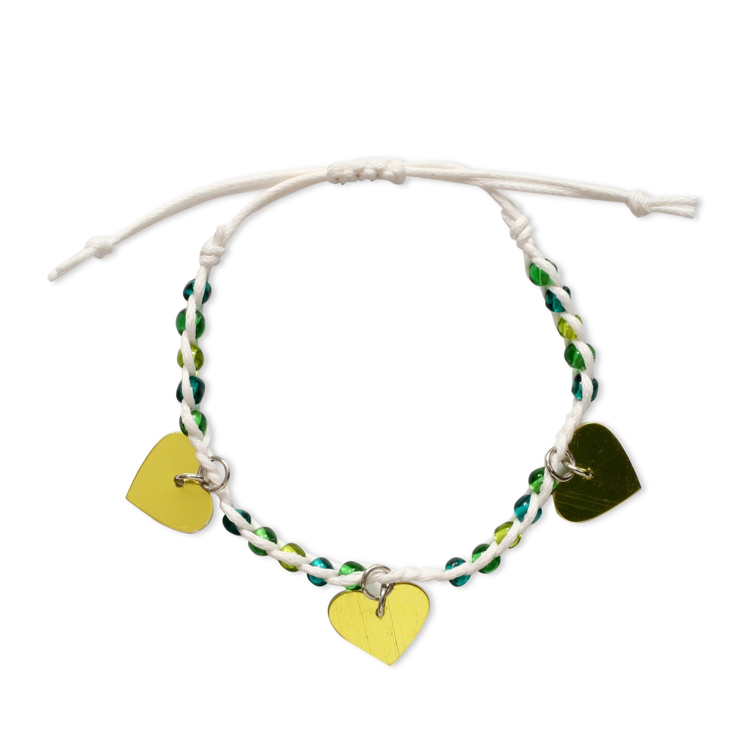 Adjustable Beaded Bracelet with Heart Charms