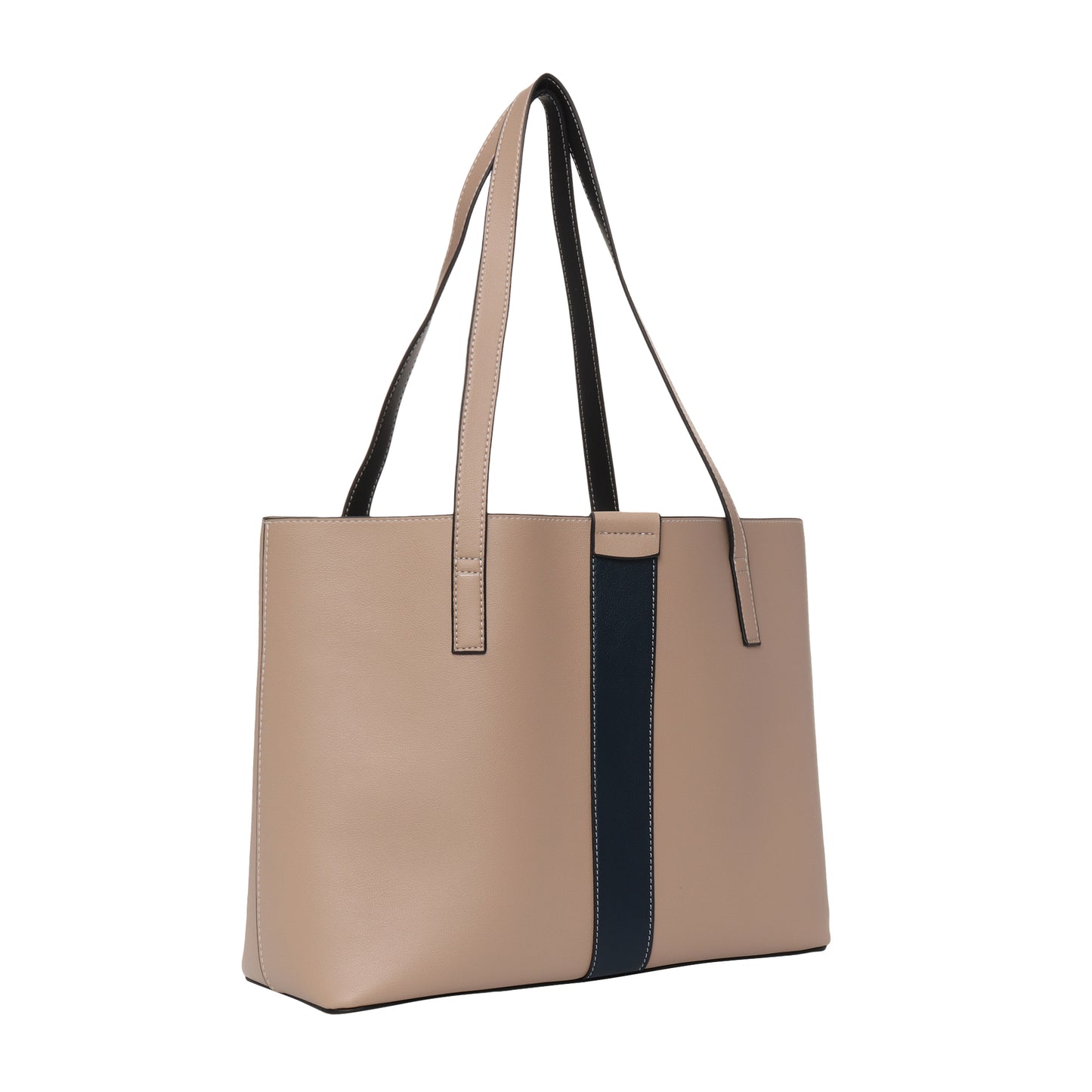 Signature Stripe Faux Leather Tote Bag