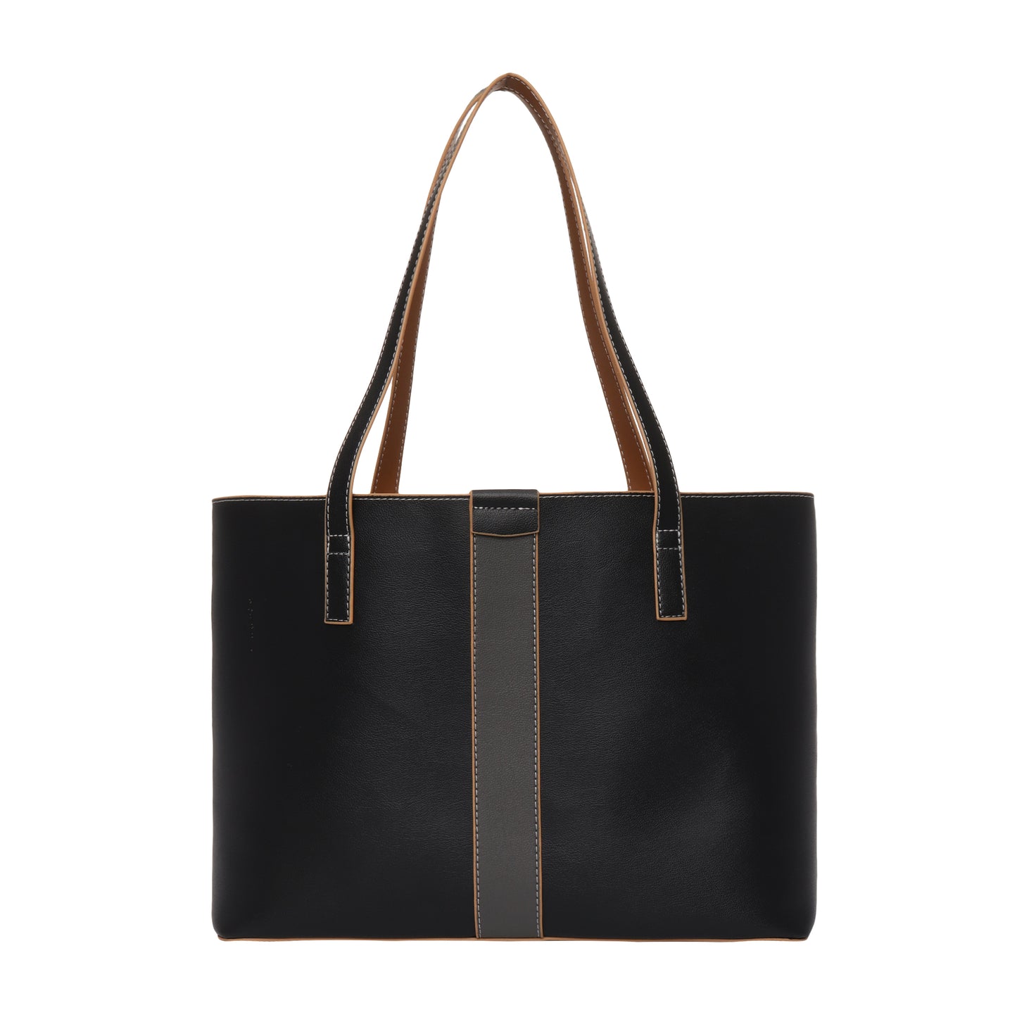 Signature Stripe Faux Leather Tote Bag