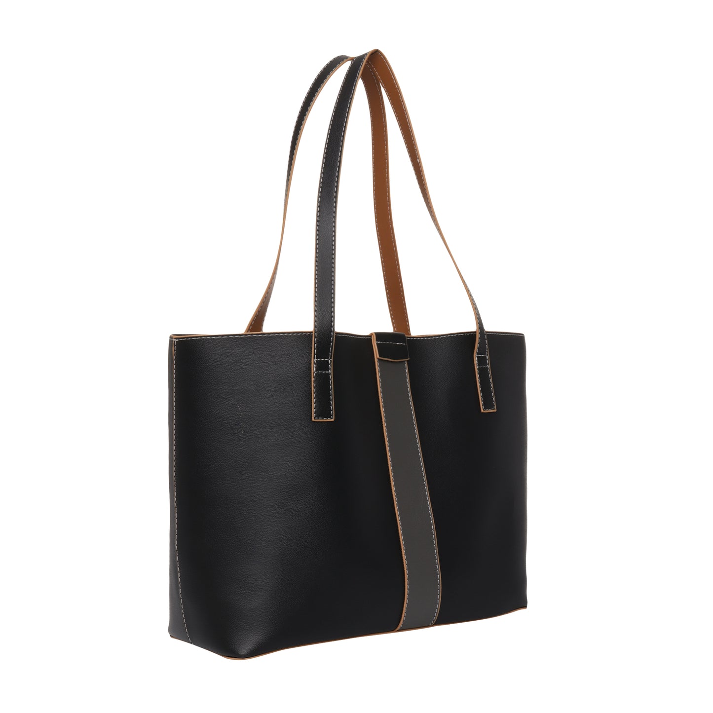 Signature Stripe Faux Leather Tote Bag
