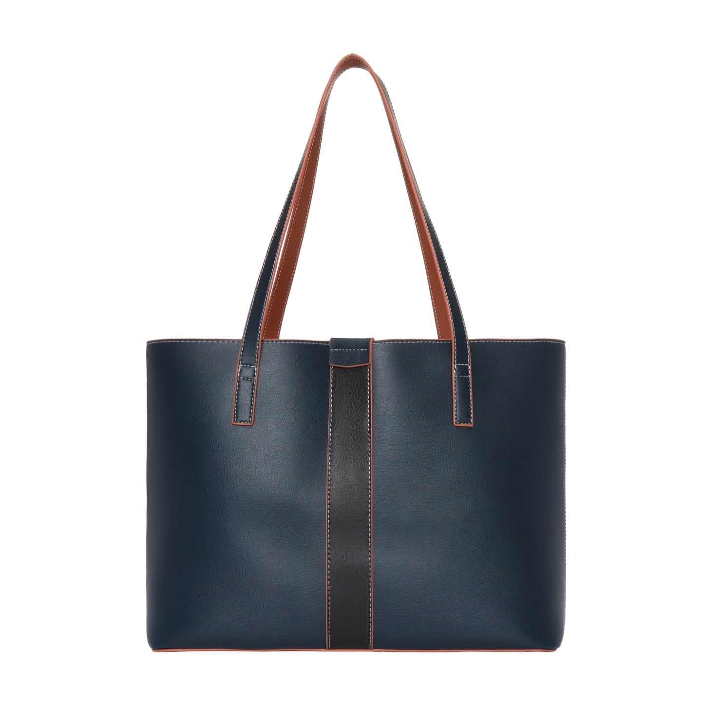 Signature Stripe Faux Leather Tote Bag