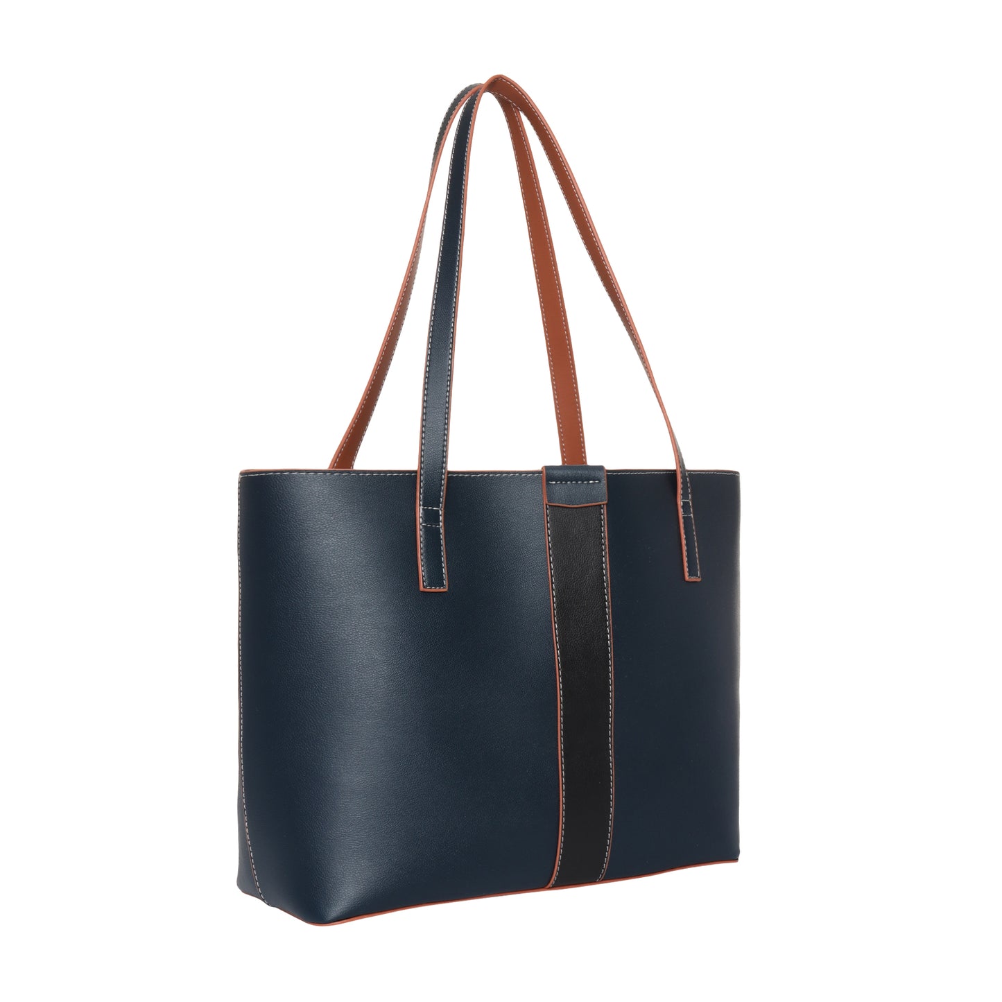 Signature Stripe Faux Leather Tote Bag