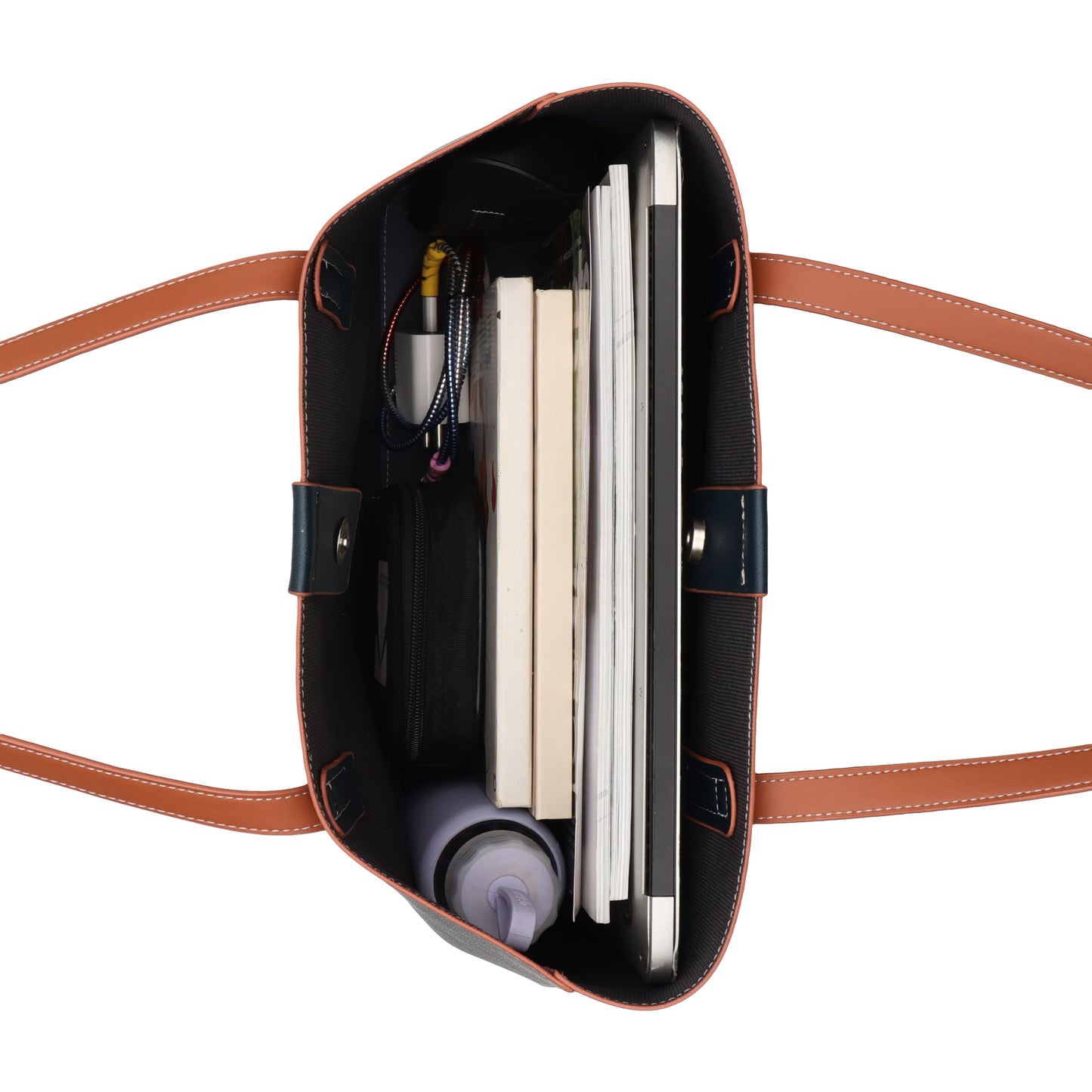 Signature Stripe Faux Leather Tote Bag