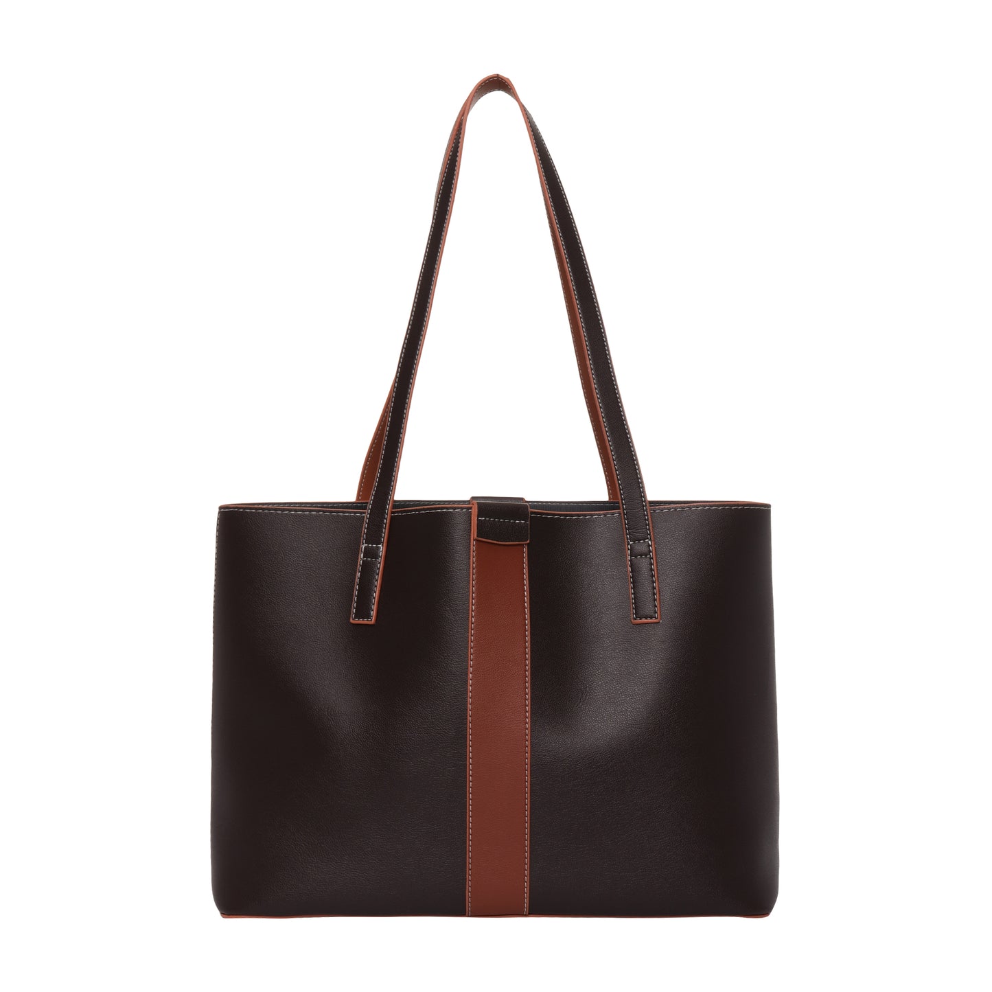 Signature Stripe Faux Leather Tote Bag