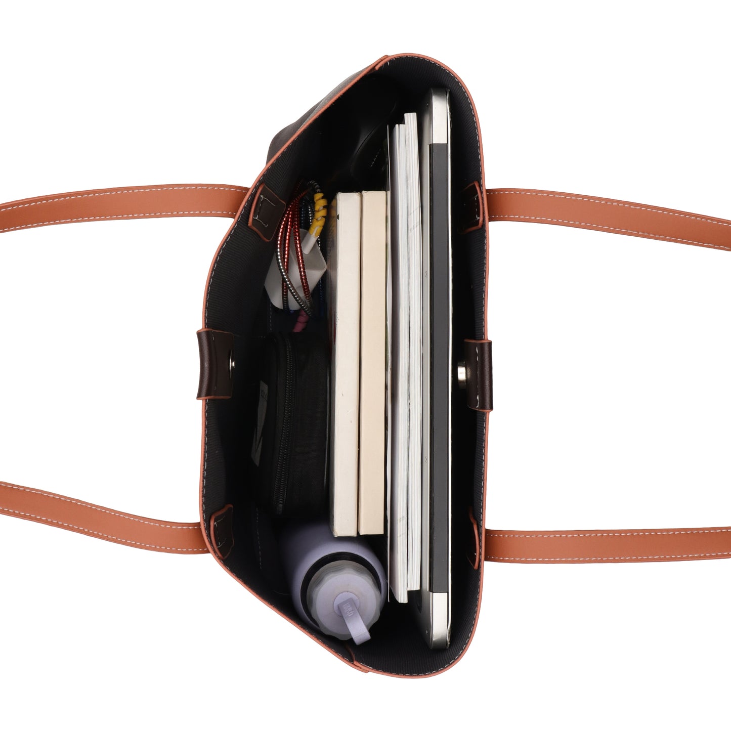 Signature Stripe Faux Leather Tote Bag