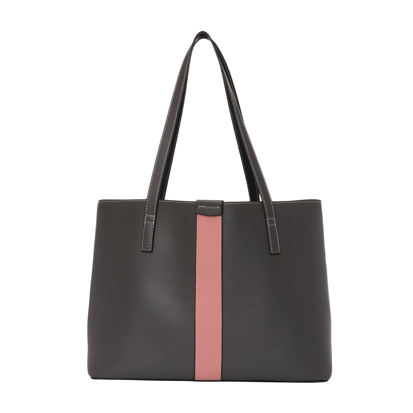 Signature Stripe Faux Leather Tote Bag