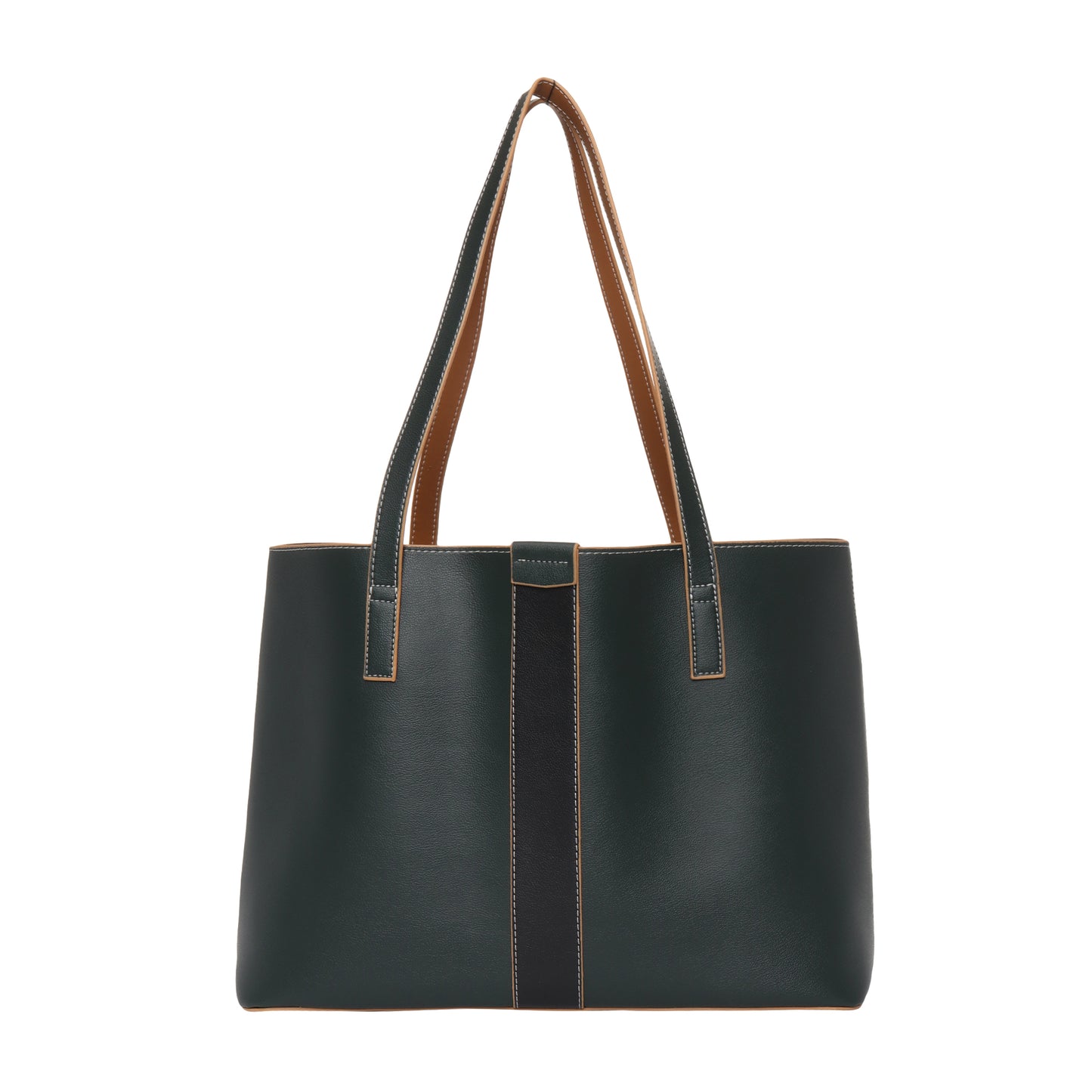 Signature Stripe Faux Leather Tote Bag