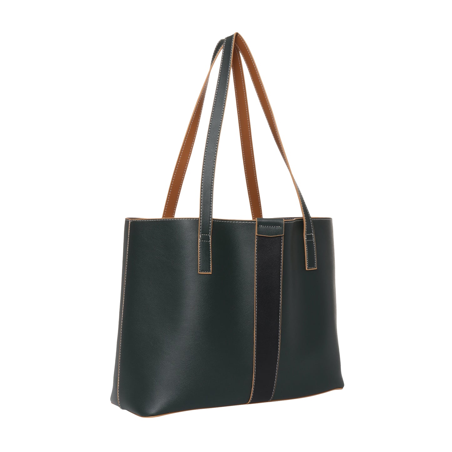 Signature Stripe Faux Leather Tote Bag