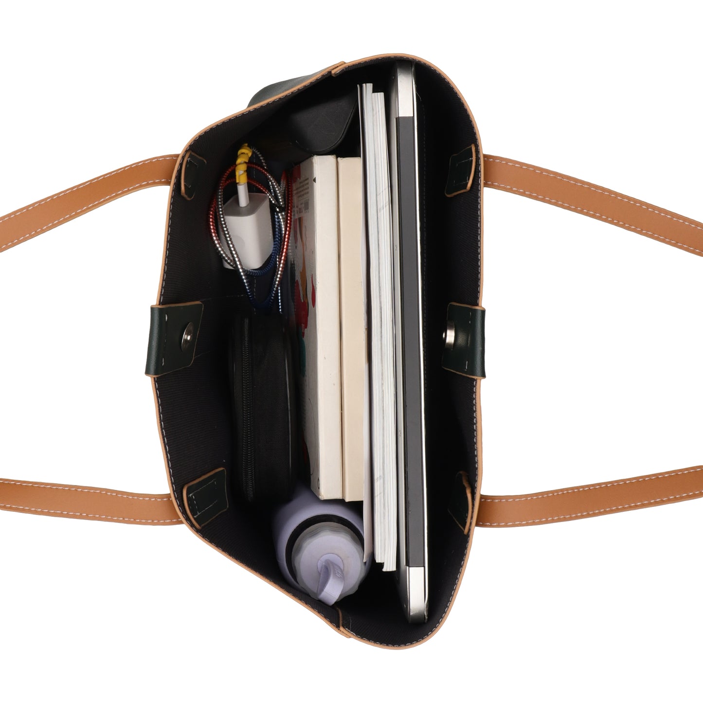 Signature Stripe Faux Leather Tote Bag