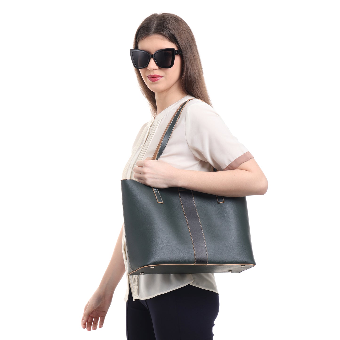 Signature Stripe Faux Leather Tote Bag