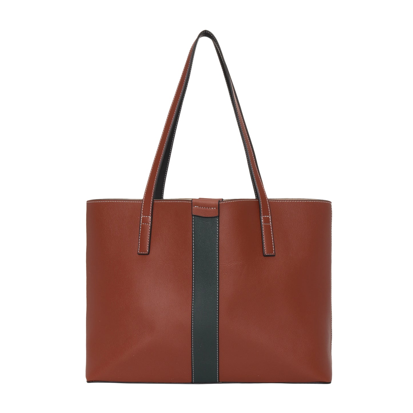 Signature Stripe Faux Leather Tote Bag