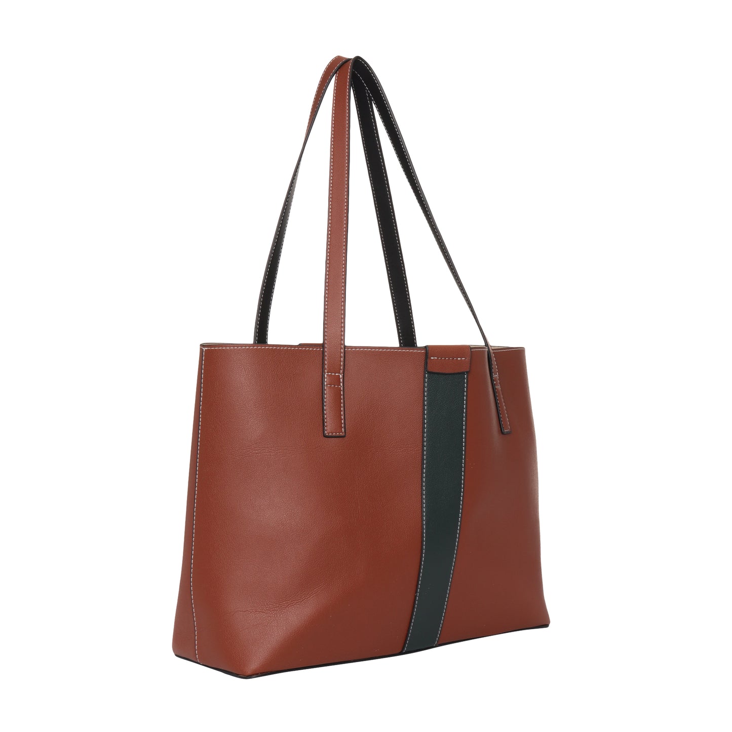 Signature Stripe Faux Leather Tote Bag