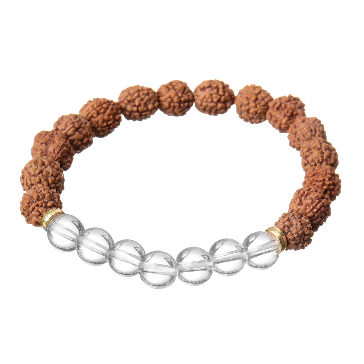 5 Mukhi Rudraksha & Clear Quartz Natural Stone Bracelet