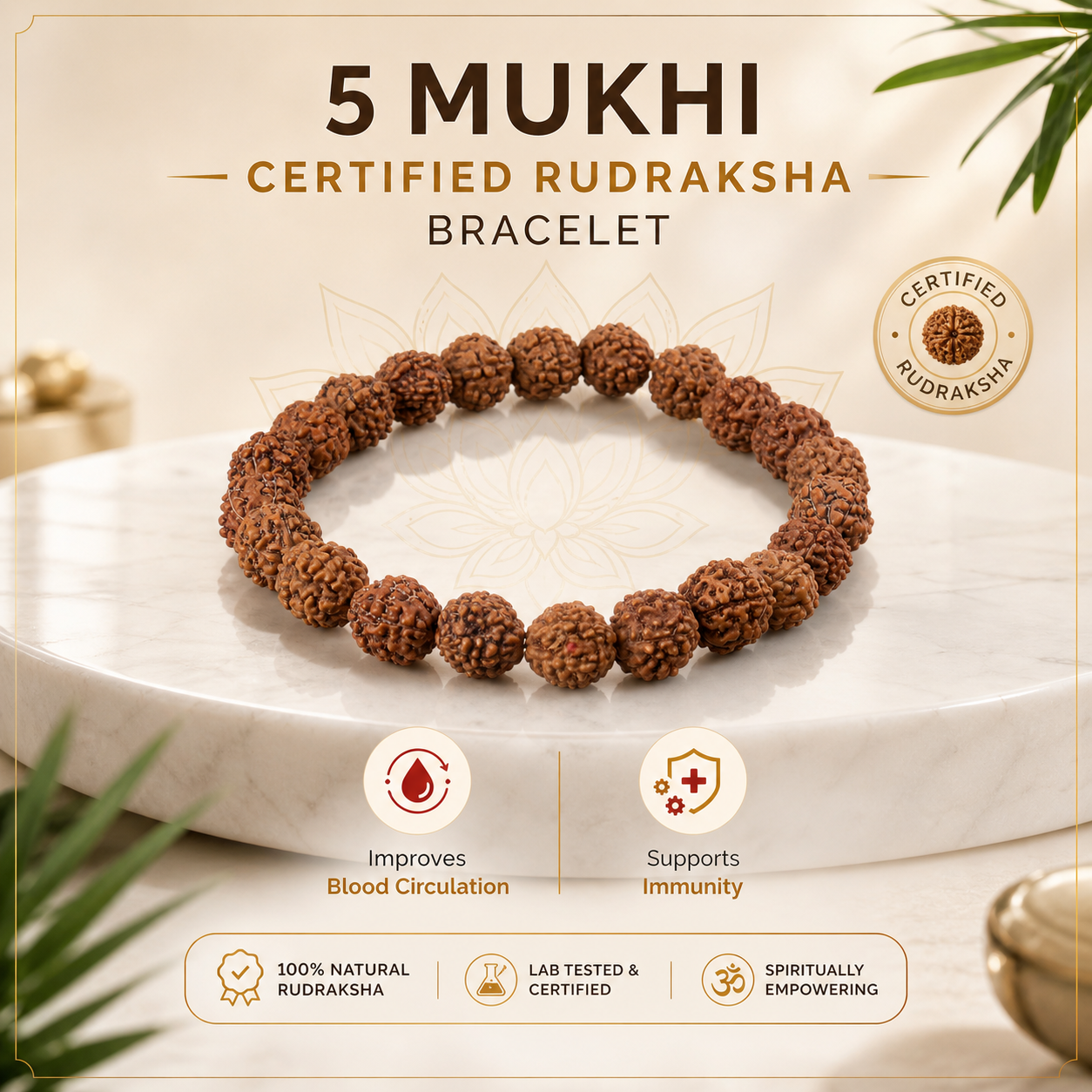 5 Mukhi Certified Rudraksha Bracelet