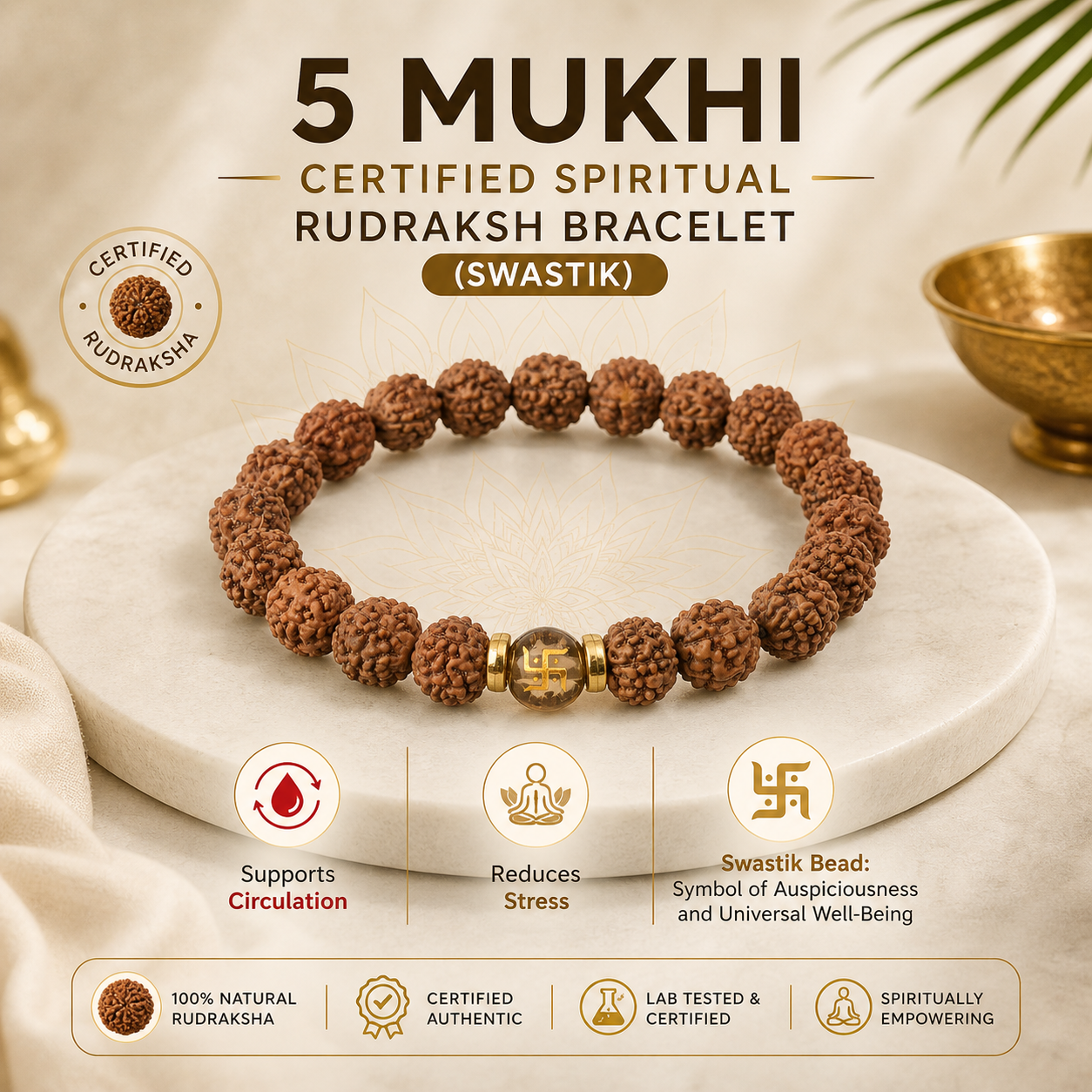 5 Mukhi Certified Spiritual Rudraksh Bracelet