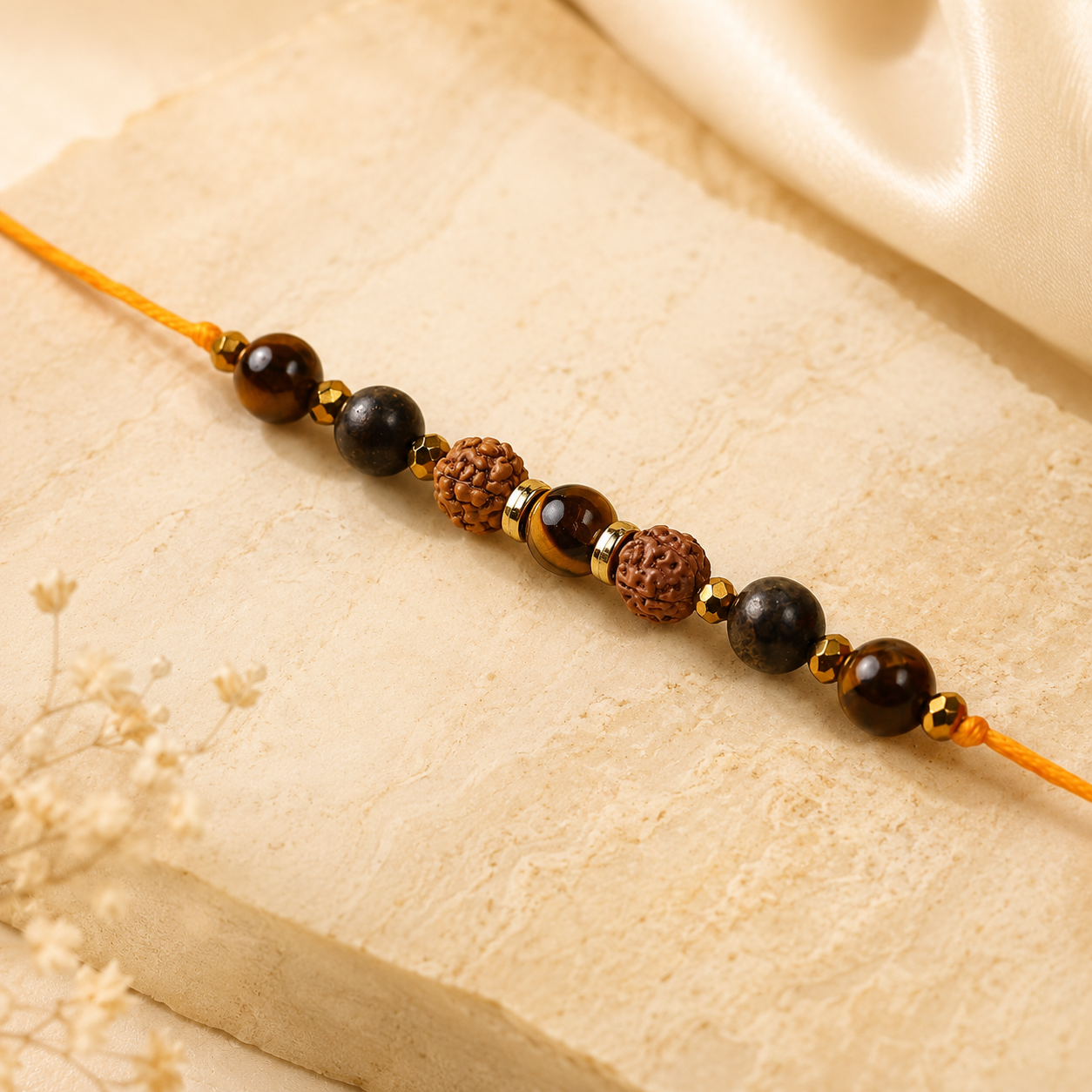 5 Mukhi Rudraksh Natural Stone Rakhi