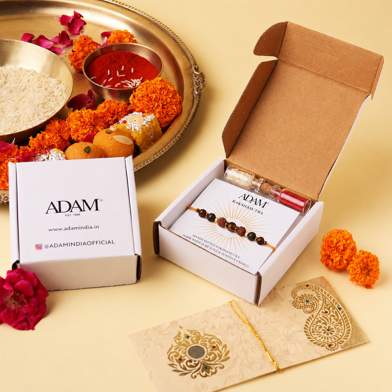 5 Mukhi Rudraksh Natural Stone Rakhi
