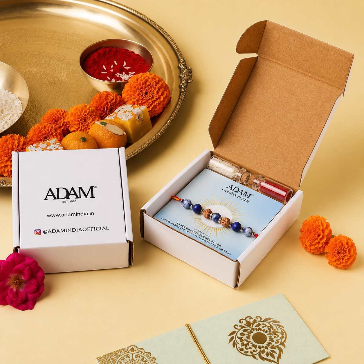 5 Mukhi Rudraksh Natural Stone Rakhi