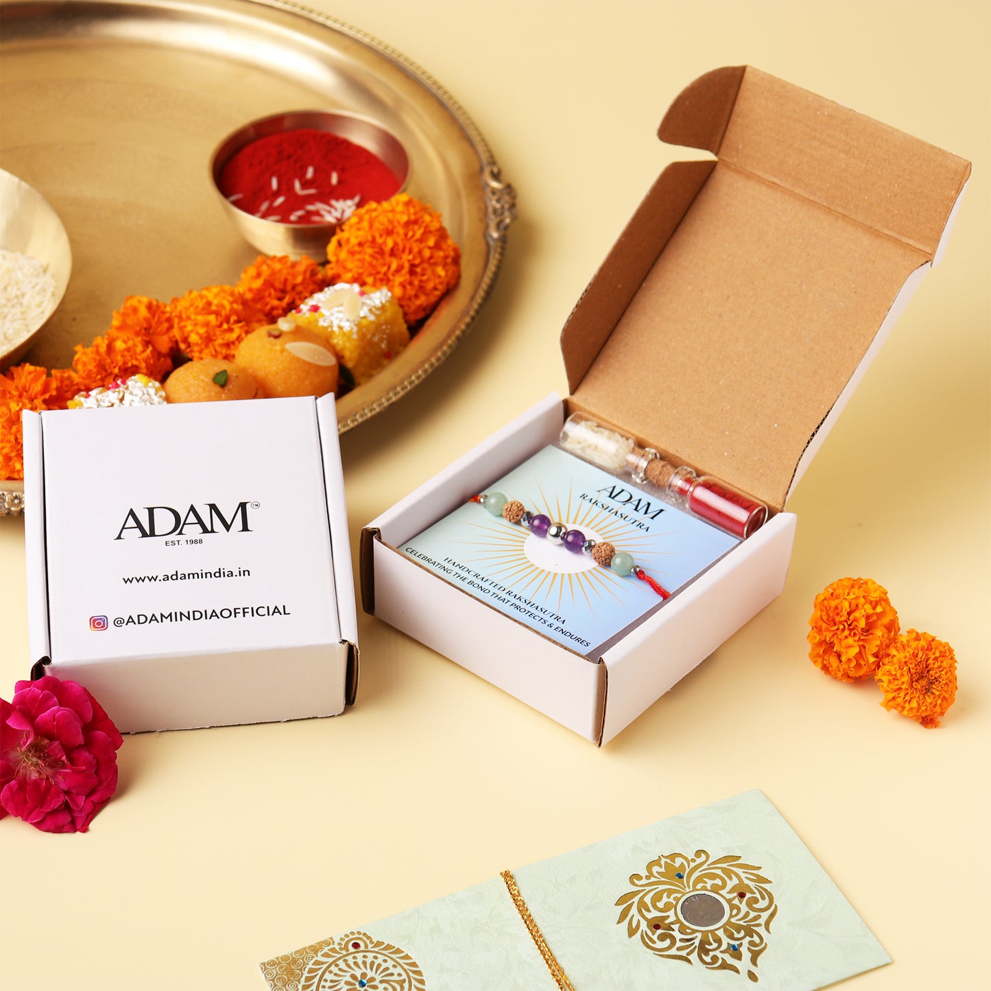 5 Mukhi Rudraksh Silver Ball Natural Stone Rakhi