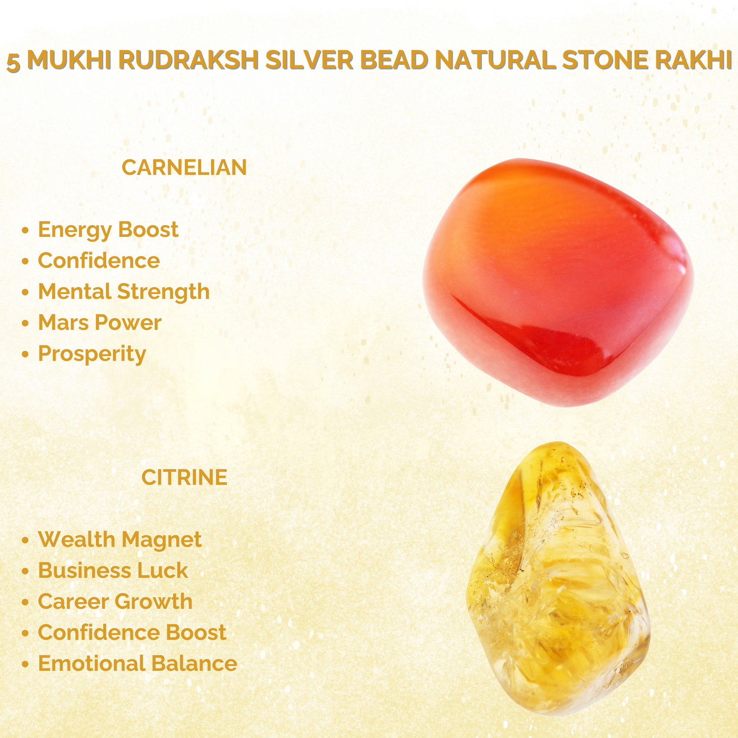 5 Mukhi Rudraksh Silver Bead Natural Stone Rakhi