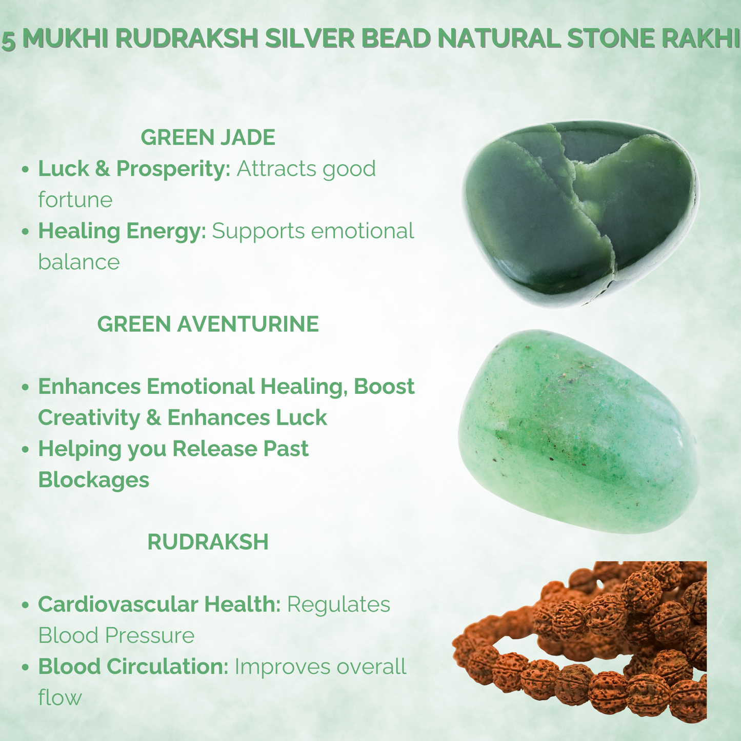 5 Mukhi Rudraksh Silver Bead Natural Stone Rakhi