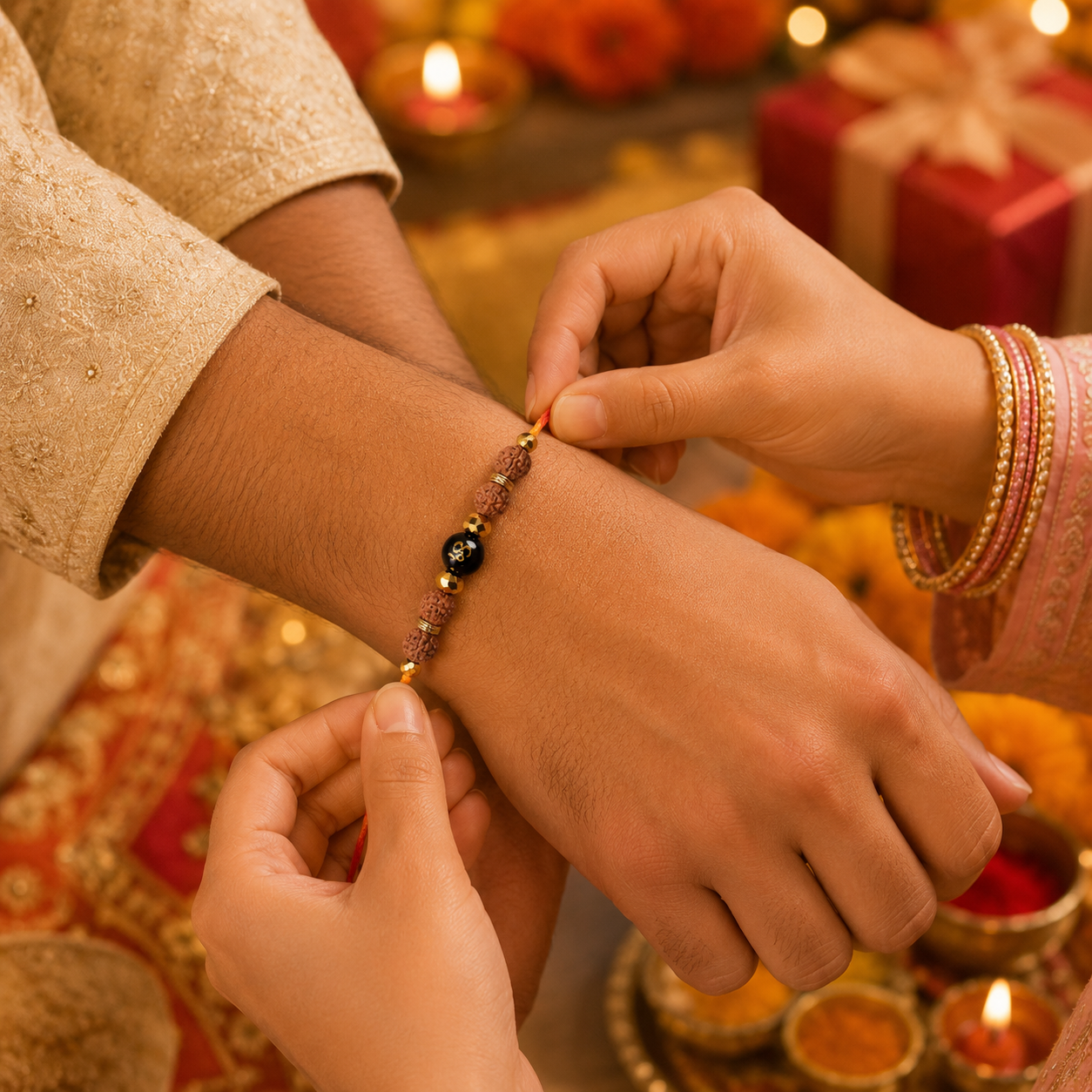 5 Mukhi Rudraksh Spiritual Om Rakhi