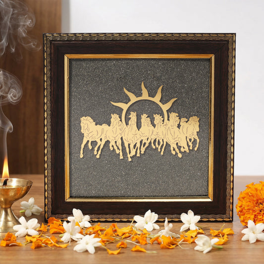 7 Horses on Raw Pyrite Frame
