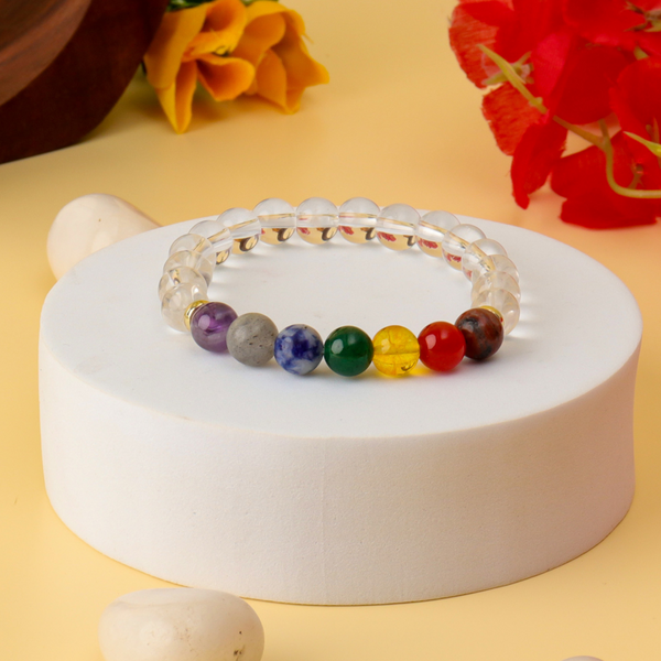 7 Chakra Clear Quartz Natural Stone Bracelet