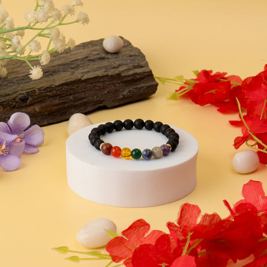 7 Chakra Lava Natural Stone Bracelet