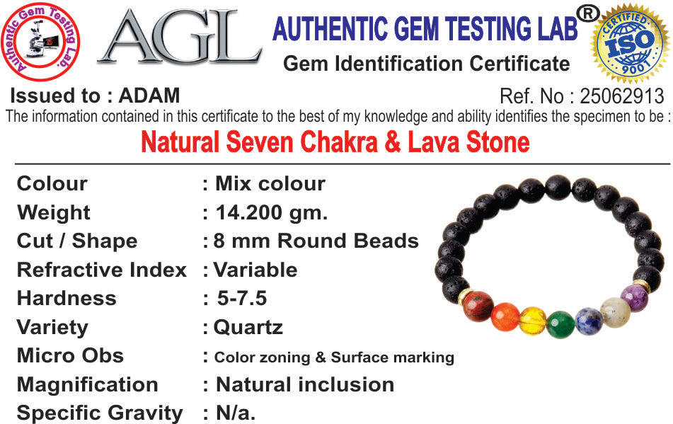 7 Chakra Lava Natural Stone Bracelet