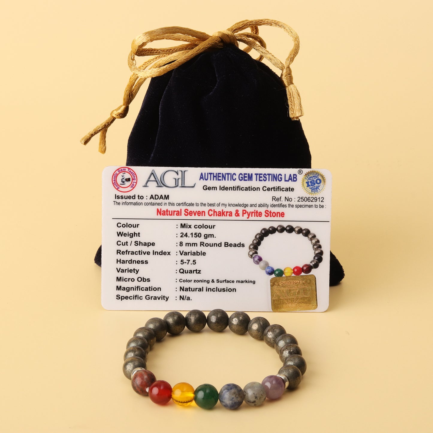 7 Chakra Money Magnet Pyrite Natural Stone Bracelet