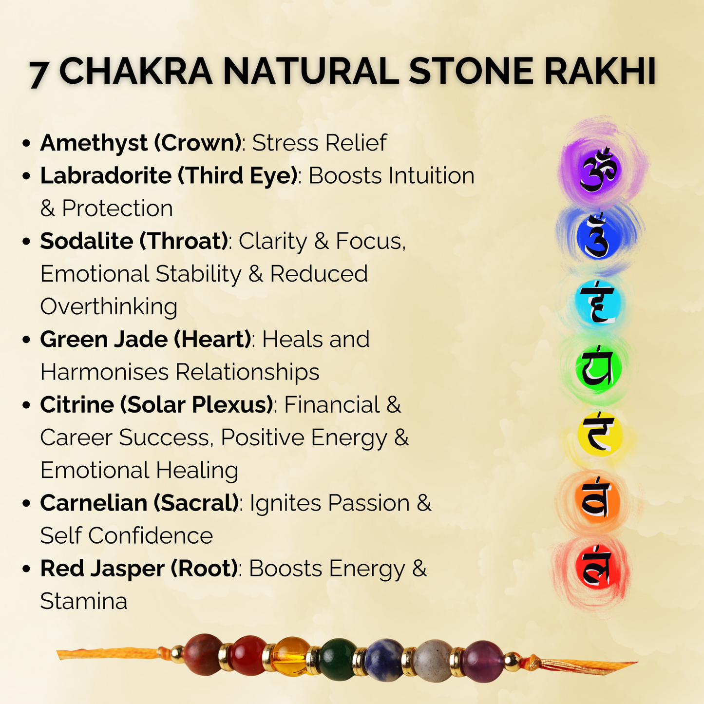 7 Chakra Natural Stone Rakhi