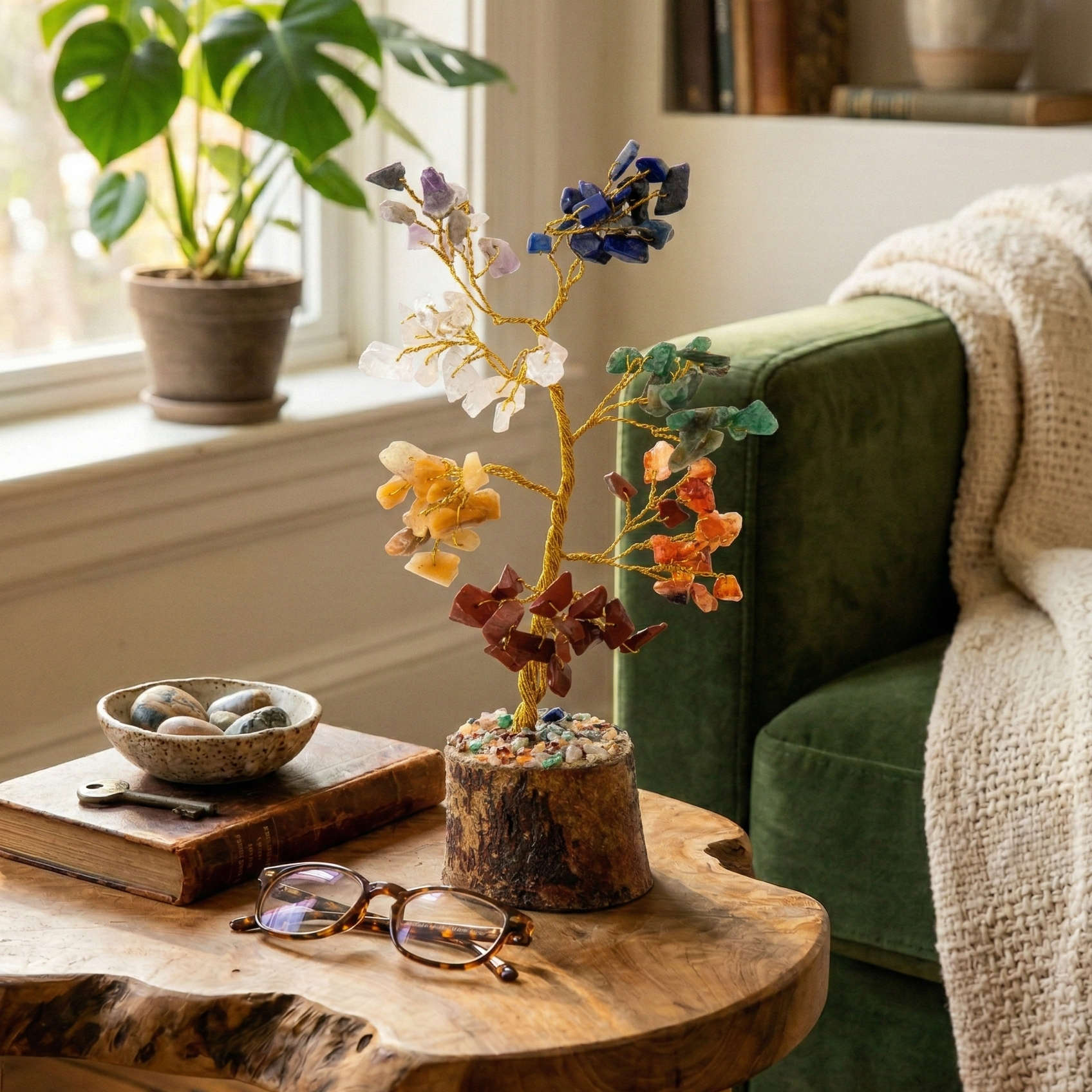 7 Chakra Natural Stone Tree | Crystal Chakra Décor for Home – ADAM