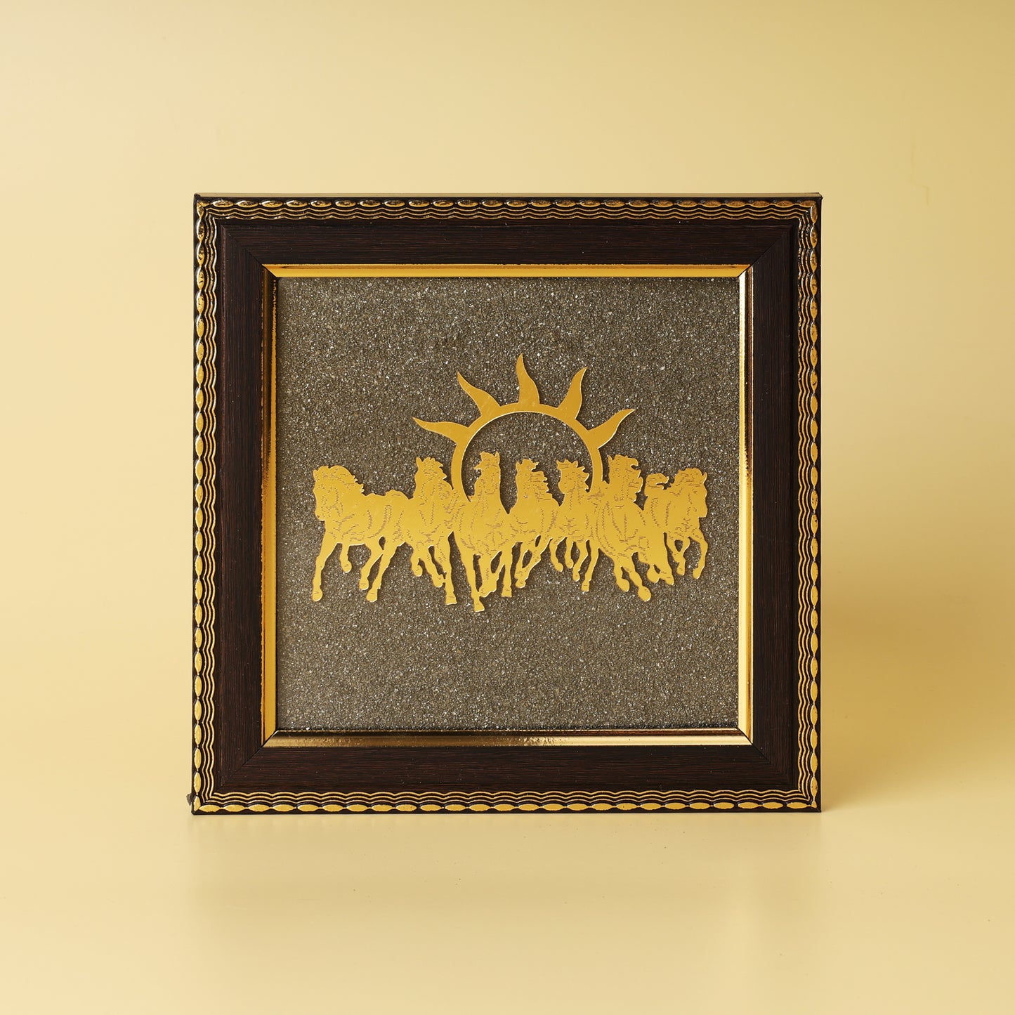 7 Horses on Raw Pyrite Frame