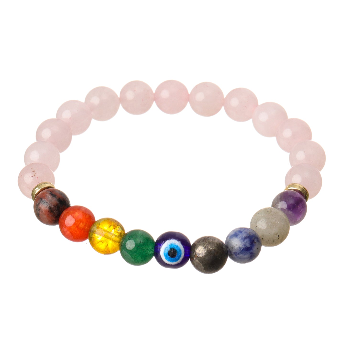 9 Chakra Rose Quartz Natural Stone Bracelet