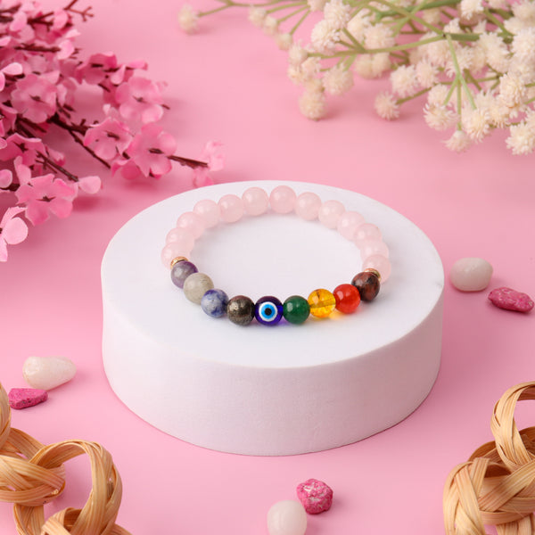 9 Chakra Rose Quartz Natural Stone Bracelet