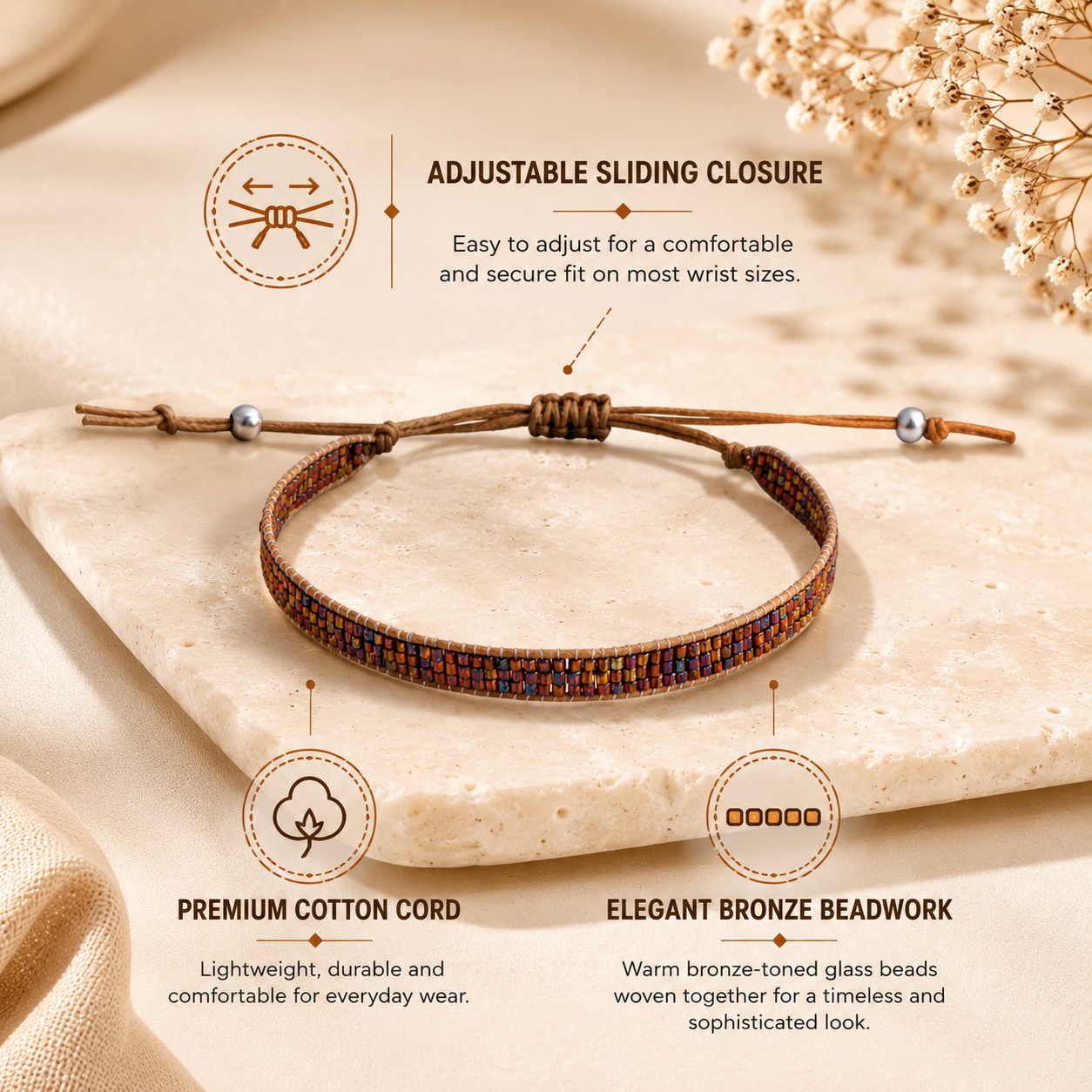 Adjustable Beaded Bracelet for Women