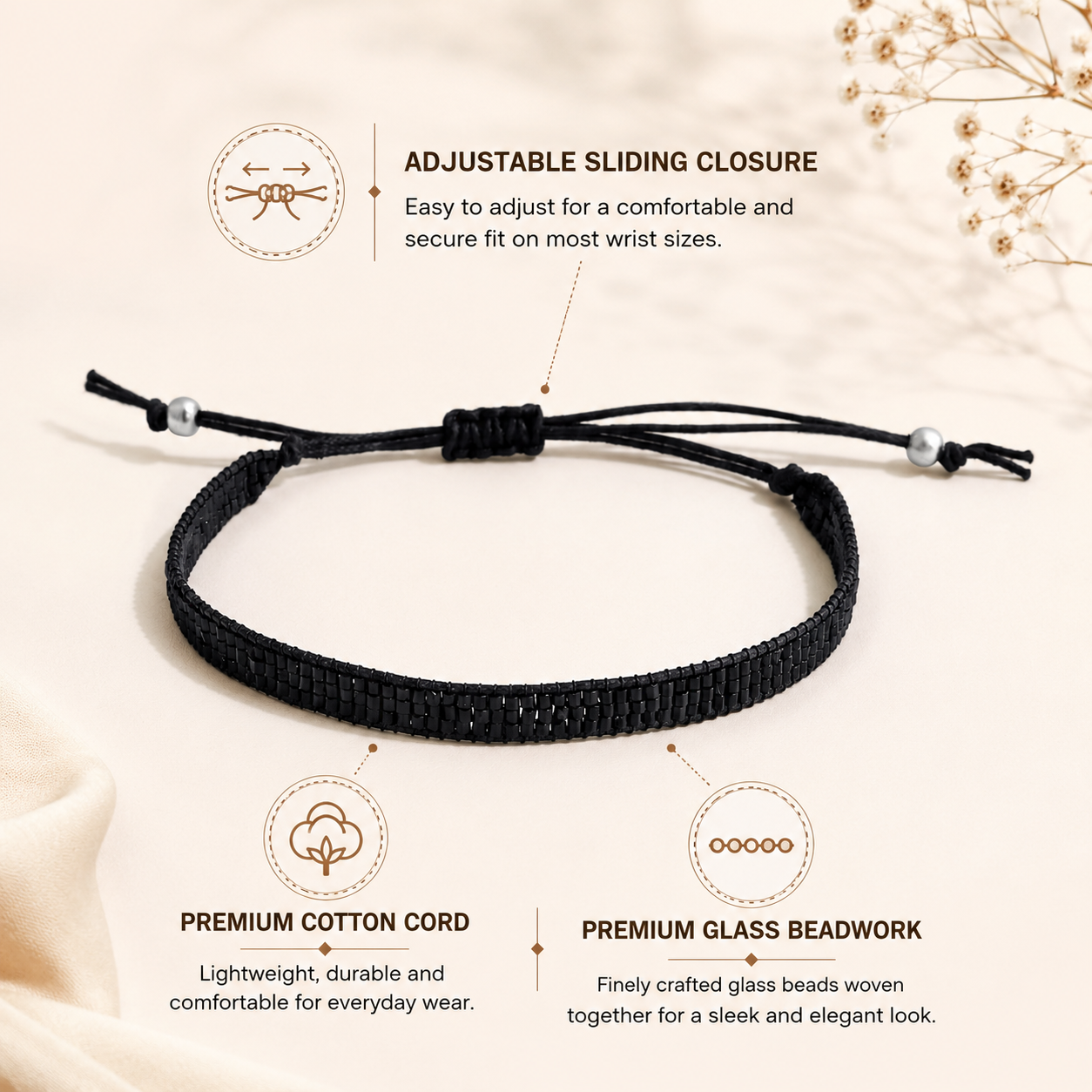 Adjustable Beaded Bracelet for Women