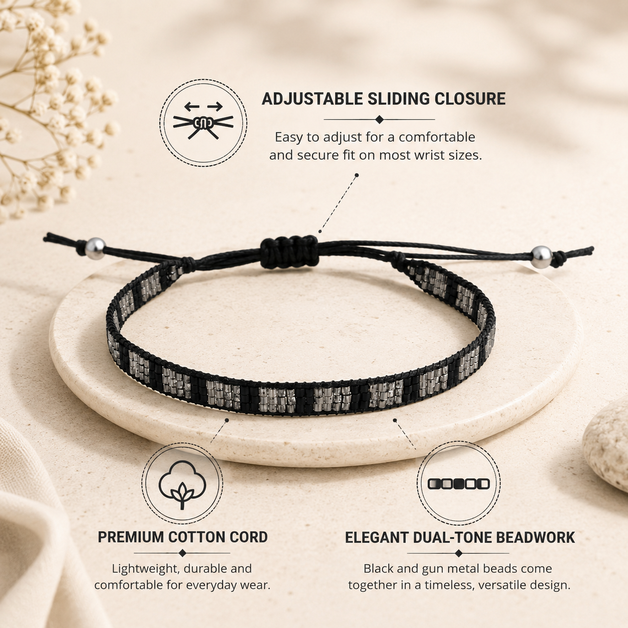 Adjustable Beaded Bracelet for Women