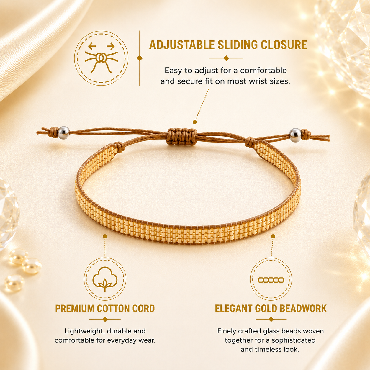 Adjustable Beaded Bracelet for Women