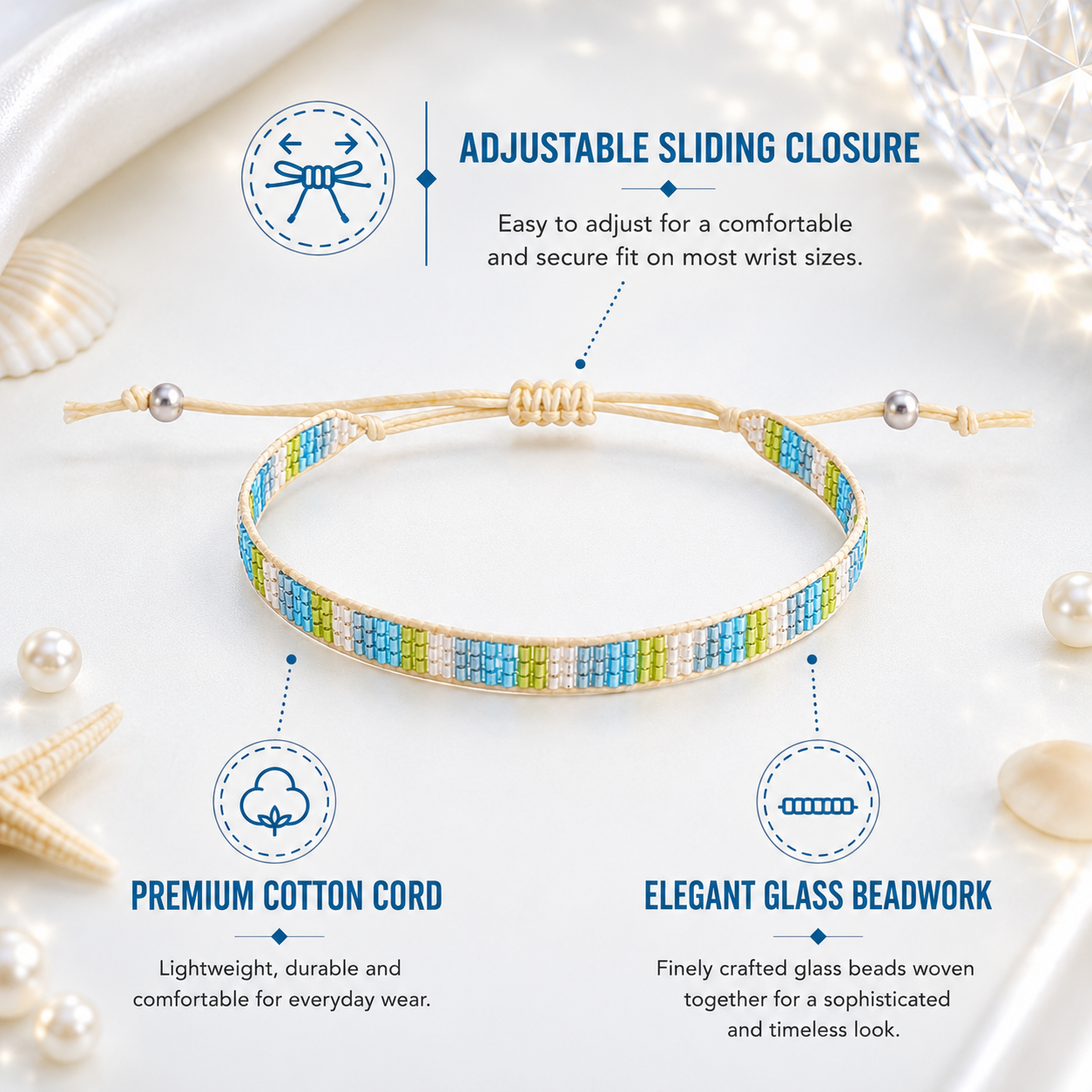 Adjustable Beaded Bracelet for Women