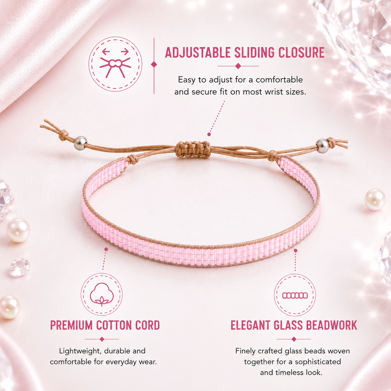 Adjustable Beaded Bracelet for Women
