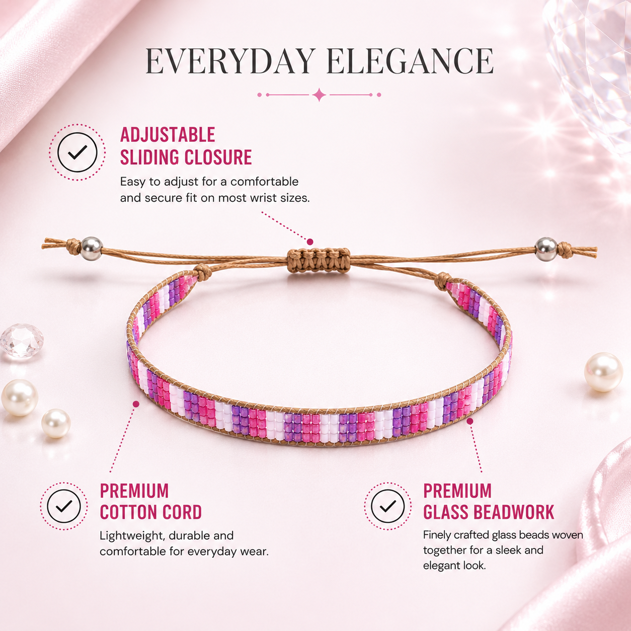 Adjustable Beaded Bracelet for Women