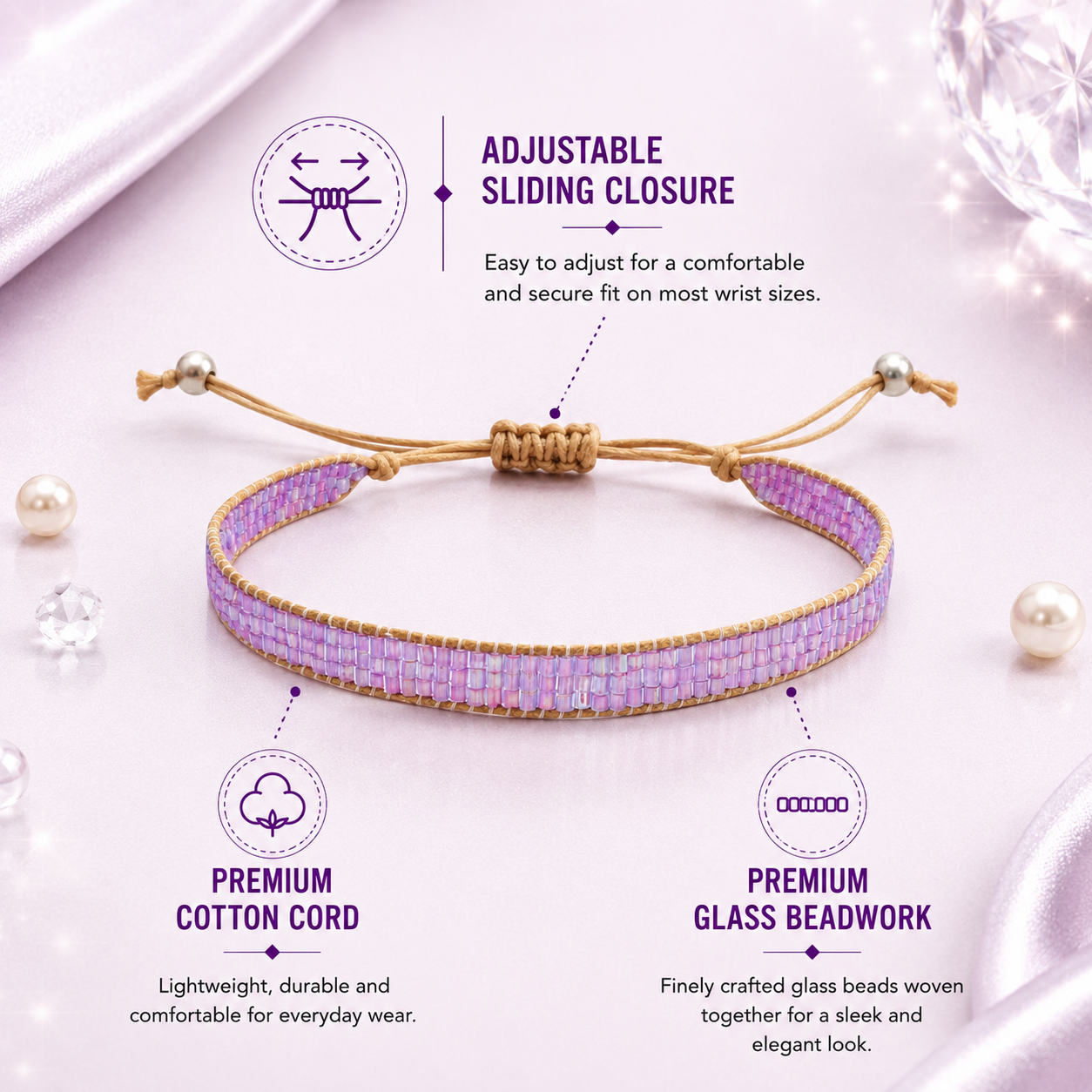 Adjustable Beaded Bracelet for Women