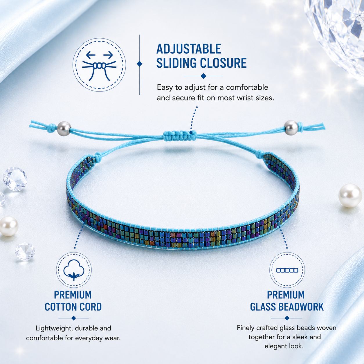 Adjustable Beaded Bracelet for Women