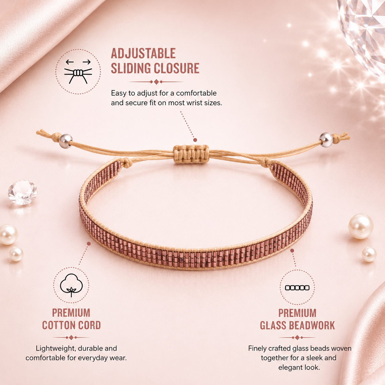 Adjustable Beaded Bracelet for Women