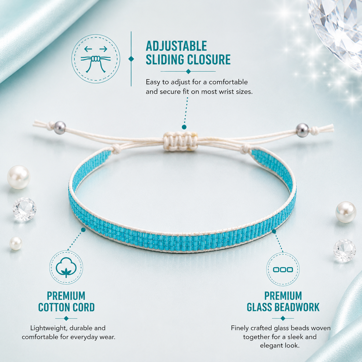 Adjustable Beaded Bracelet for Women